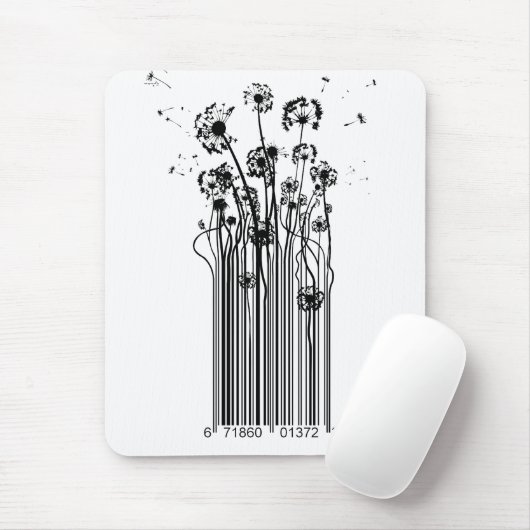 Barcode-Löwenzahn-Silhouettemäusematte Mousepad (Mit Mouse)