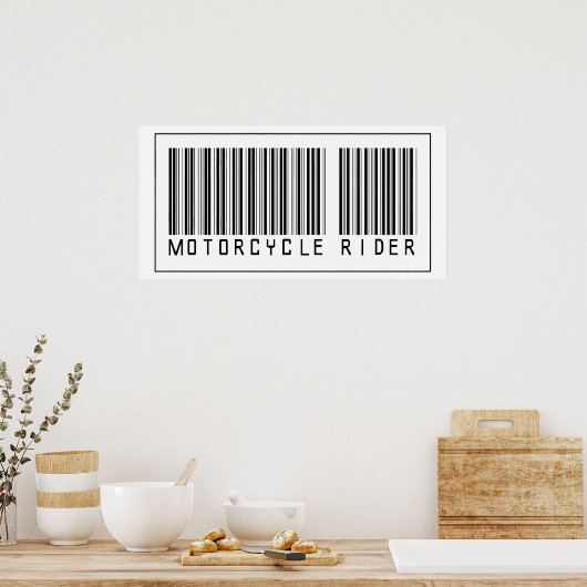 Barcode Motorradfahrer Poster (Küche)