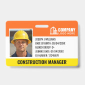 Barcode Orange Template für das Logo der Baustelle Ausweis (Vorderseite)