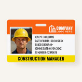 Barcode Orange Template für das Logo der Baustelle Ausweis (Vorderseite)