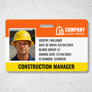 Barcode Orange Template für das Logo der Baustelle Ausweis