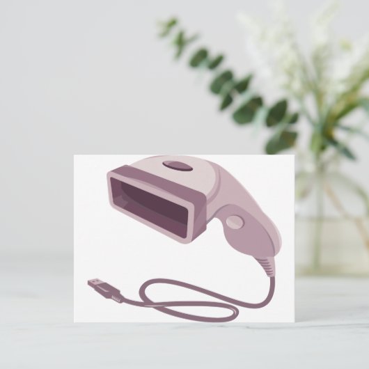 Barcode-Scanner-Lesegerät über Kabel Postkarte (Stehend Vorderseite)
