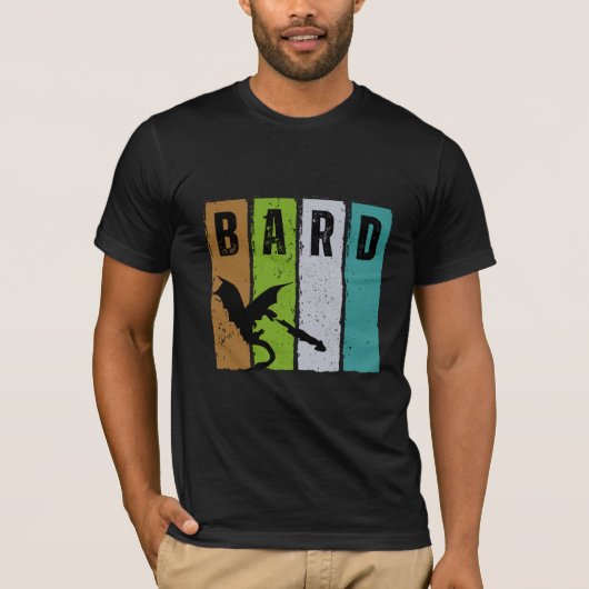 Bard Dungeon Fantasy Role spielt Grunge T - Shirt (Vorderseite)