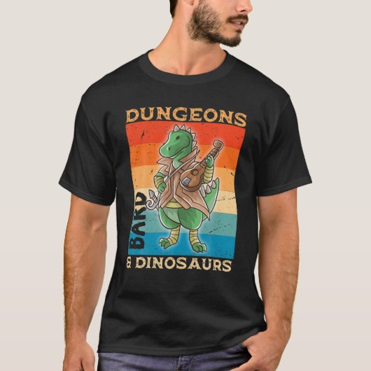 Bard Dungeons and Dinosaurier Dinosaurier Nerd RPG T-Shirt (Vorderseite)