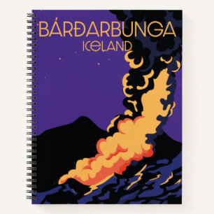 Bárðarbunga, Island Reiseplakat. Notizblock