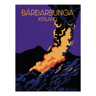 Bárðarbunga, Island Reiseplakat. Poster