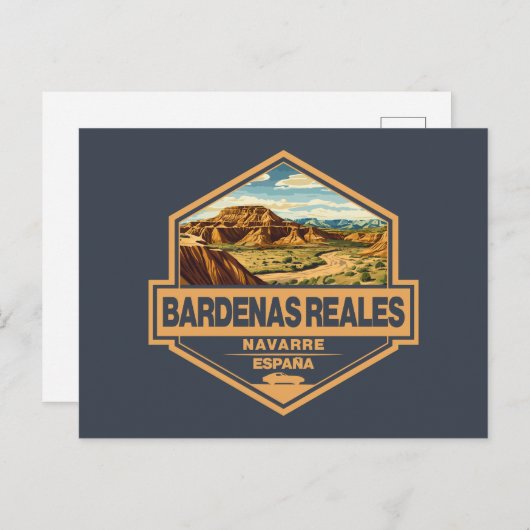 Bardenas Reales Spanien Reisen Abzeichen Postkarte (Vorne/Hinten)