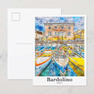 Bardolino Italien Reise Wasserfarbe Handgezeichnet Postkarte