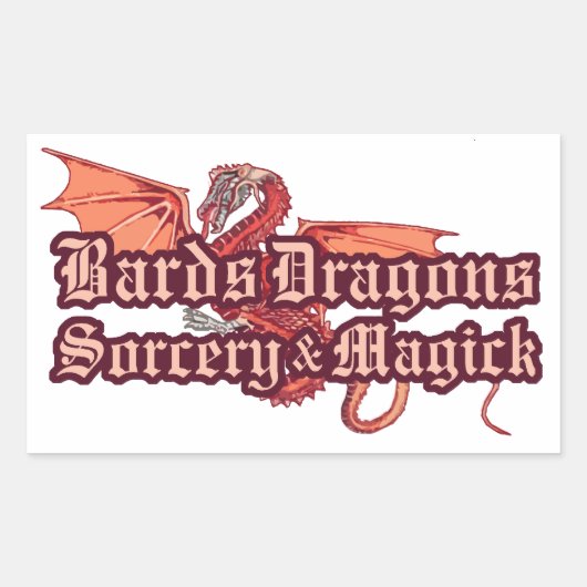 Bards, Drachen, Zauberer und Magick-Sticker Rechteckiger Aufkleber (Vorderseite)