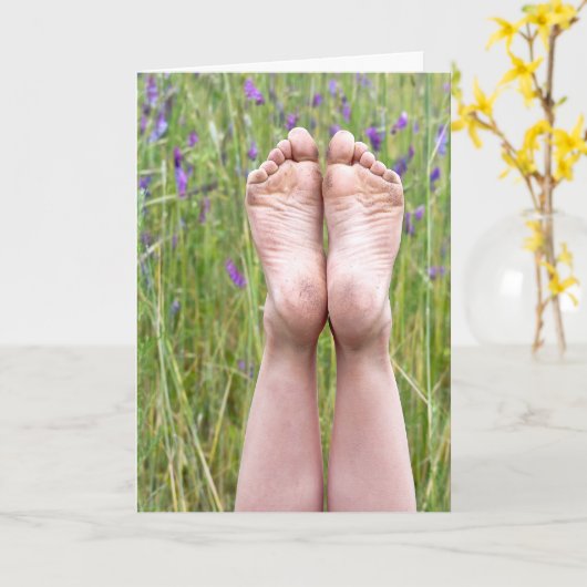 Bare Feet Birthday Karte (Gelbe Blume)