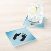 Bare Footprints Blue Glasuntersetzer (Schrägansicht)