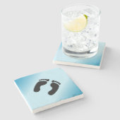 Bare Footprints Blue Steinuntersetzer (Seitenansicht)