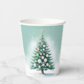 Bare Green Pine Tree | Silver Green Orange Pappbecher (Rückseite)