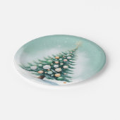 Bare Green Pine Tree | Silver Green Orange Pappteller (Schrägansicht)