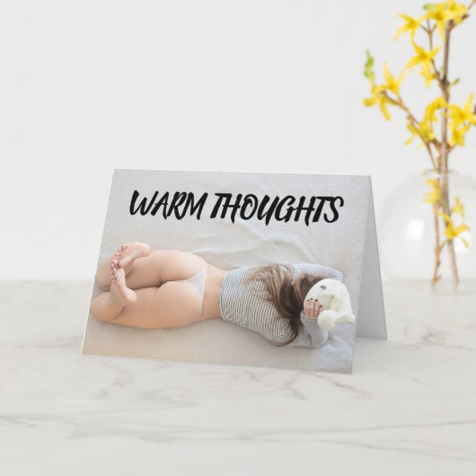 BARE HINTERN G-STRING STRAND MÄDCHEN GEGENSTÄNDIG  KARTE (Gelbe Blume)