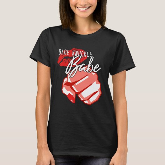 Bare Knuckle Boxing Babe mit Lippenstift und polie T-Shirt (Vorderseite)