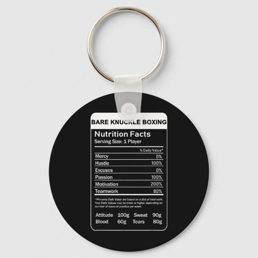 Bare Knuckle Boxing Nutrition Fakten Schlüsselanhänger (Vorderseite)