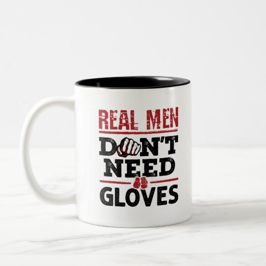 Bare Knuckle Boxing Real Men Brauchen keine Handsc Zweifarbige Tasse (Links)