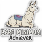 Bare Minimum Achiever Funny Llama Lazy Humor  Aufkleber (Vorderseite)