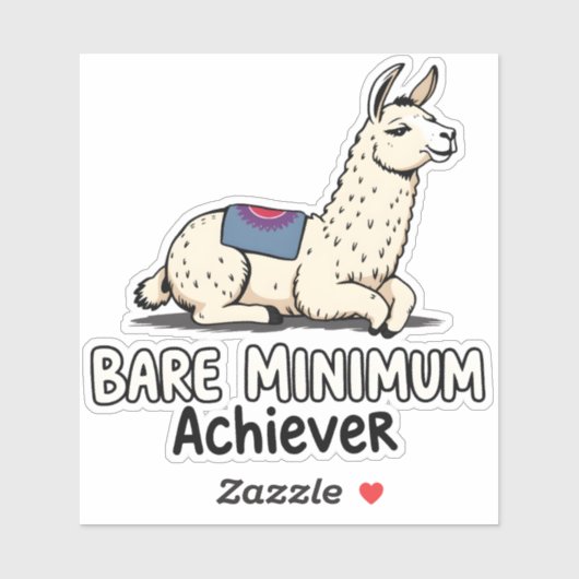 Bare Minimum Achiever Funny Llama Lazy Humor Aufkleber (Blatt)