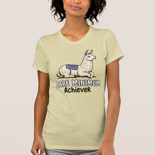 Bare Minimum Achiever Funny Llama Lazy Humor T-Shirt (Vorderseite)