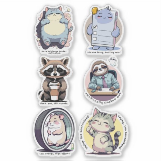 Bare Minimum Club Sticker Sheet | Relatable funny (Vorderseite)