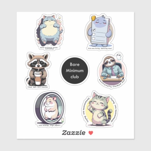 Bare Minimum Club Sticker Sheet | Relatable funny (Blatt)