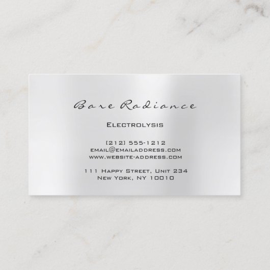 Bare Radiance Electrolysis Waxing Beauty Rose Visitenkarte (Rückseite)