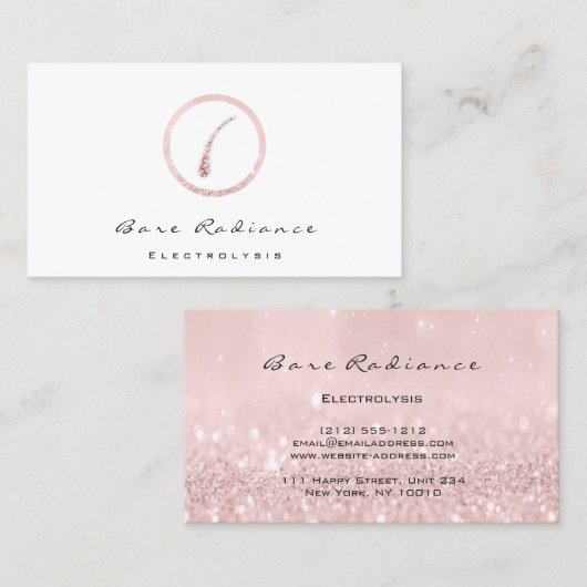 Bare Radiance Electrolysis Waxing Beauty Studio Visitenkarte (Vorne/Hinten)