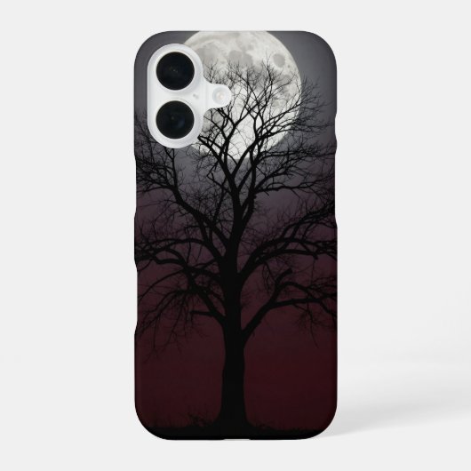 Bare Tree and Full Moon Dark Case iPhone 16 Hülle (Rückseite)
