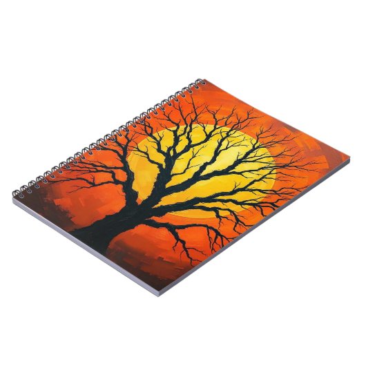 Bare Tree In Shadow With The Sun Notebook Notizblock (Linke Seite)