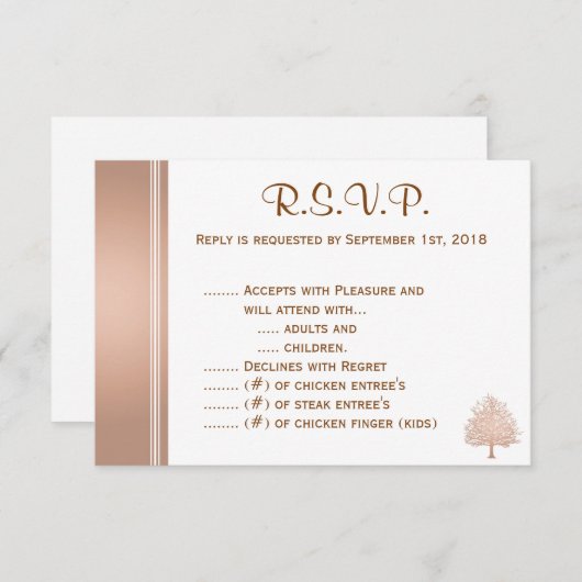 Bare Tree on Nude R.S.V.P. RSVP Karte (Vorne/Hinten)