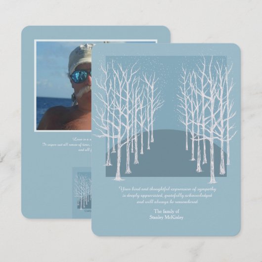 Bare Trees Beerdigung Foto Danke Karte Custom (Vorne/Hinten)