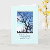 Bare Winter Tree on Bale Blue Ermutigung Karte (Gelbe Blume)