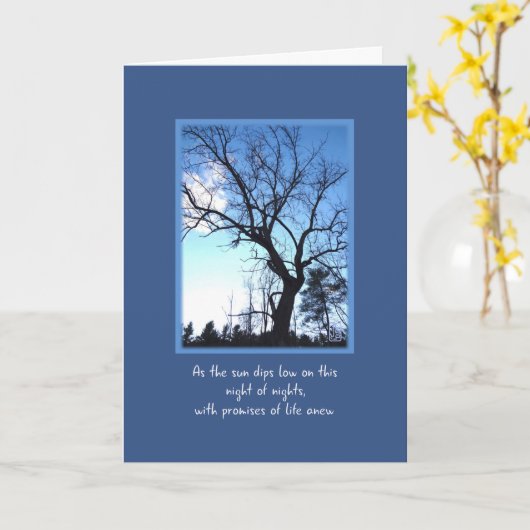 Bare Winter Tree on Dark Winter Solstice Karte (Gelbe Blume)