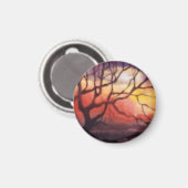 Bare Winterbaum mit heftigen Sonnenuntergängen Magnet (Vorderseite/Rückseite)
