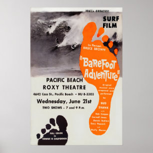 Barefoot Adventure Vintage-Surffilmplakat Poster