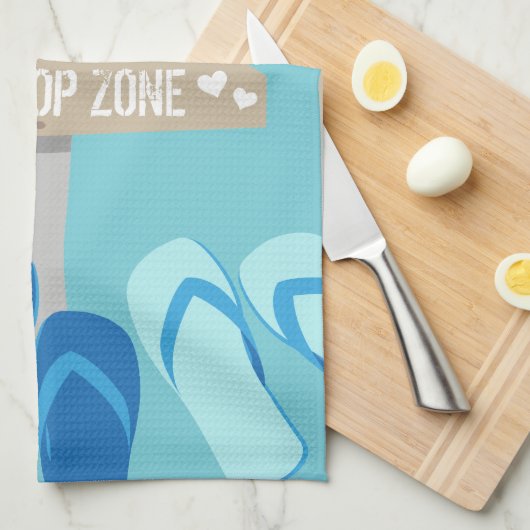 Barefoot am Strand Thalassophile Zitat Küchentuch (Viertel Falte)