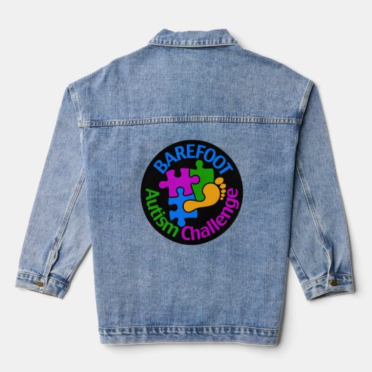 Barefoot Autism Challenge Denimjacke Jeansjacke (Rückseite)