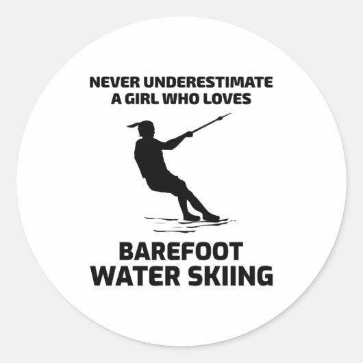 Barefoot Barefooting Ski Wassersport Motorboot Runder Aufkleber (Vorderseite)