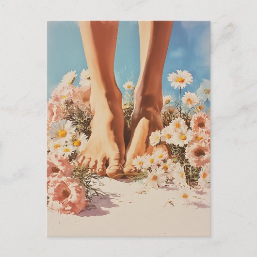 Barefoot Blooms Summer Art Postkarte (Vorderseite)
