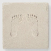 Barefoot Footprints in Sand Steinuntersetzer (Vorderseite)