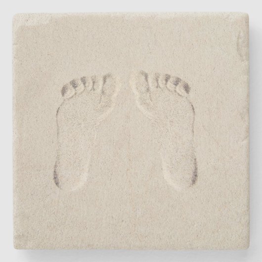 Barefoot Footprints in Sand Steinuntersetzer (Vorderseite)