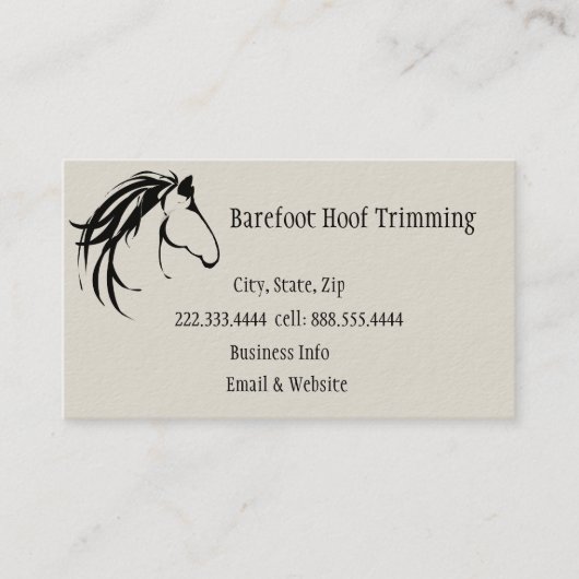Barefoot Hoof Trimming Classic Horse Logo Visitenkarte (Vorderseite)