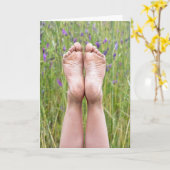 Barefoot in Wildblumen zum Geburtstag Karte (Gelbe Blume)