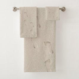 Barefoot Prints in Beach Sand Badhandtuch Set