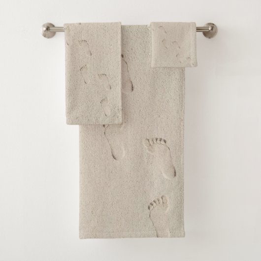 Barefoot Prints in Beach Sand Badhandtuch Set (Insitu)