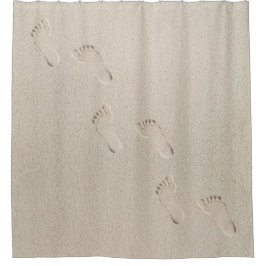 Barefoot Prints in Beach Sand Duschvorhang