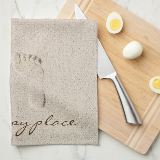Barefoot Prints in Beach Sand Geschirrtuch (Viertel Falte)