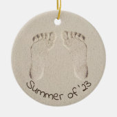 Barefoot Prints in Beach Sand Keramik Ornament (Vorne)